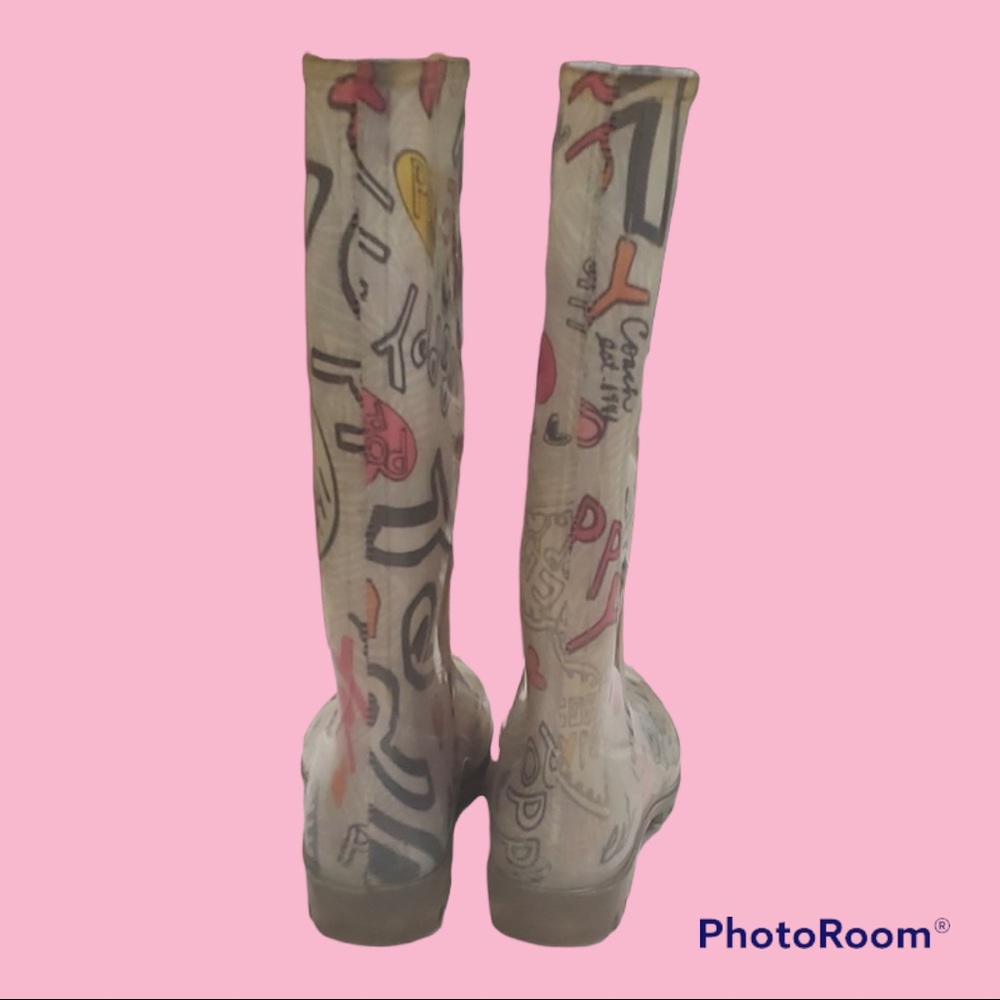 VINTAGE Coach 8 poppy rain-boots - Picture 6 of 8